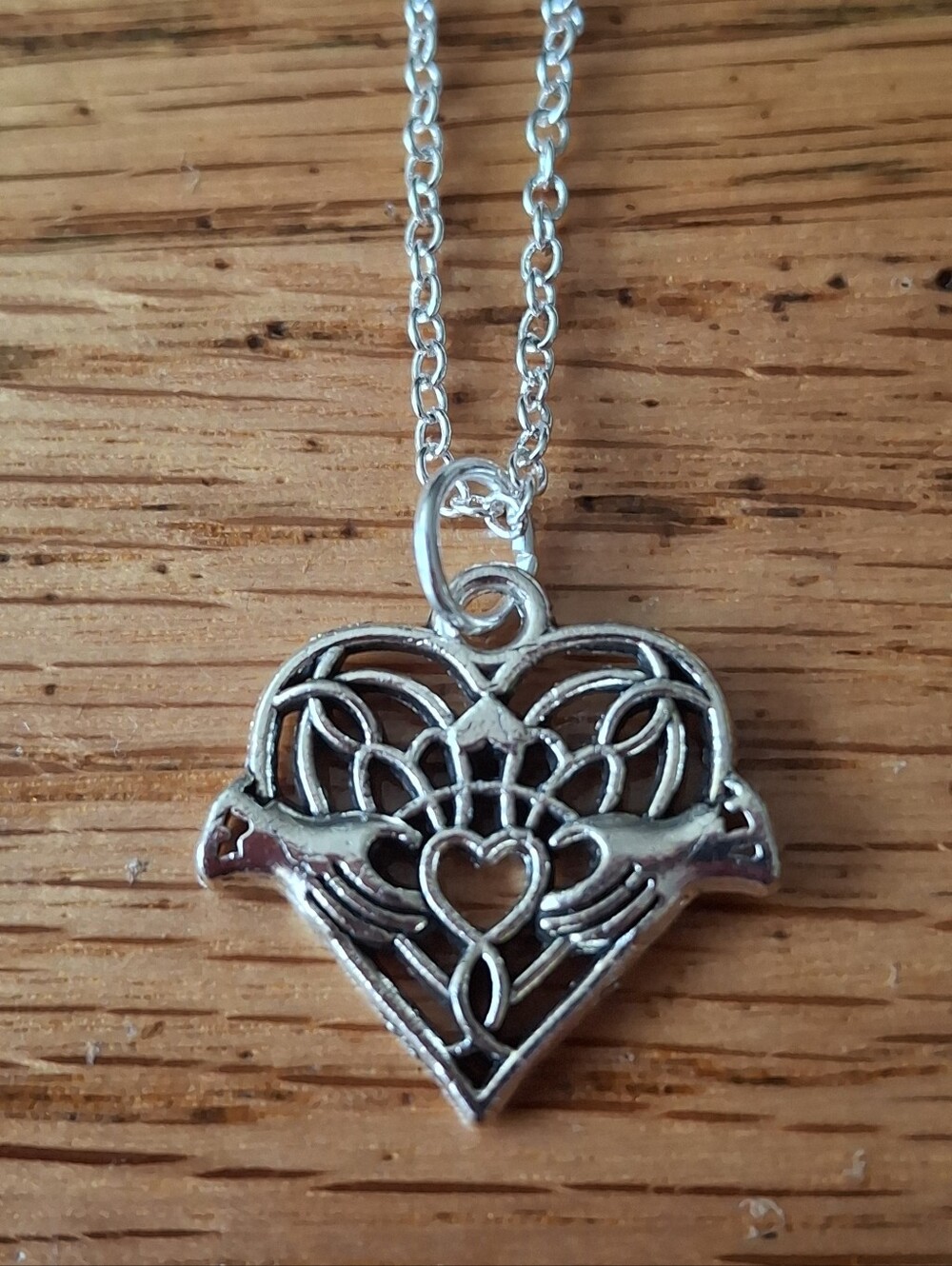 Silver Heart Filigree Pendant With 18" Necklace